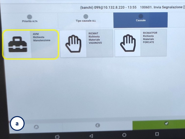 Opera MES: Avvio compilazione richiesta di manutenzione