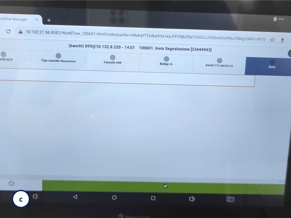 Opera MES: Inserimento note per il manutentore